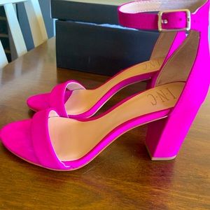 Pink suede heels